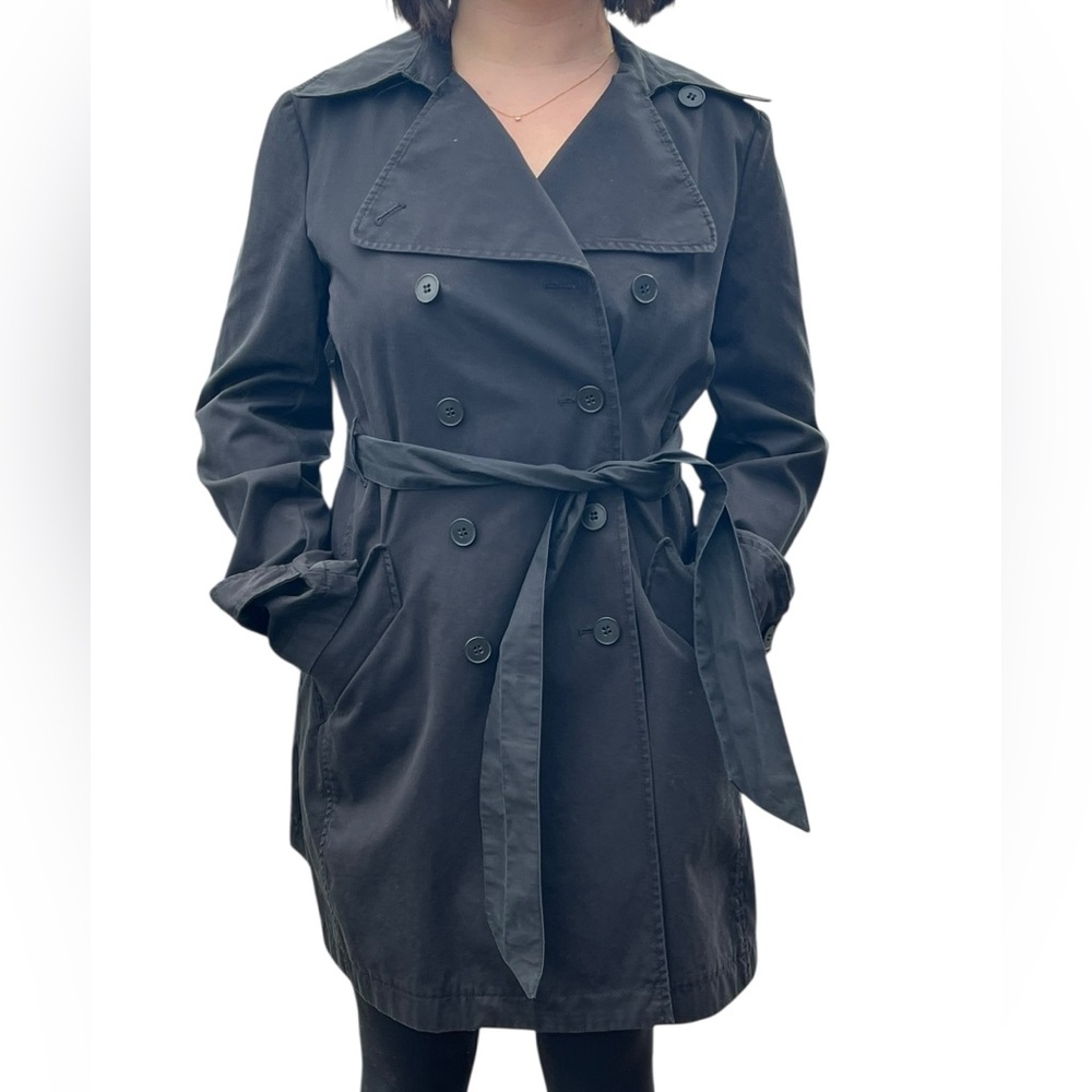 THEORY; Women's Black Trench Coat,